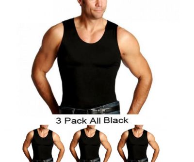 Insta Slim Men's 3-Pack Compression Muscle Tank Tops, Black, 5XL