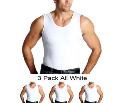 Insta Slim Men's 3-Pack Compression Muscle Tank Tops, White, 6XL
