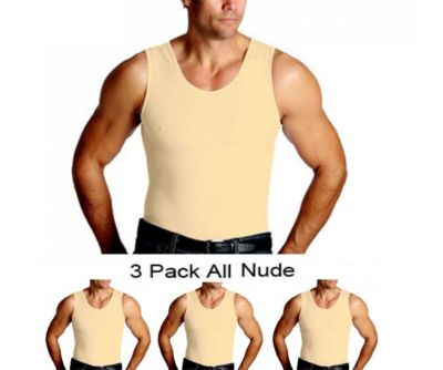 Insta Slim Men's 3-Pack Compression Muscle Tank Tops, Small