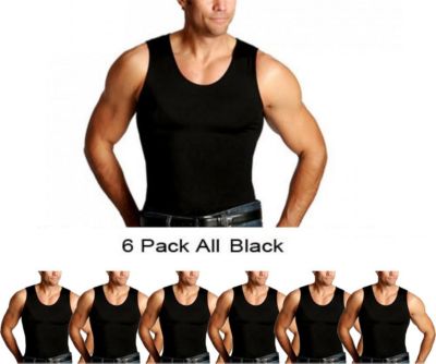 Insta Slim Men's 6-Pack Compression Muscle Tank Tops, Black, 3XL
