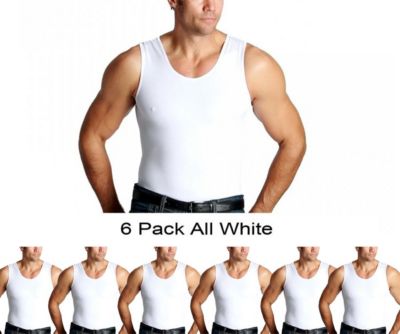 Insta Slim Men's 6-Pack Compression Muscle Tank Tops, White, 3XL