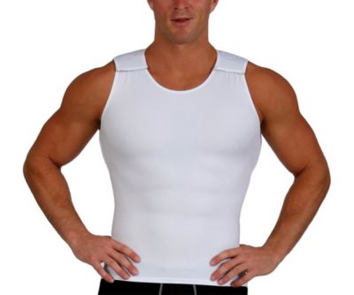 Insta Slim Men's Hook-n-loop shoulder Muscle Tank Top, White, XL