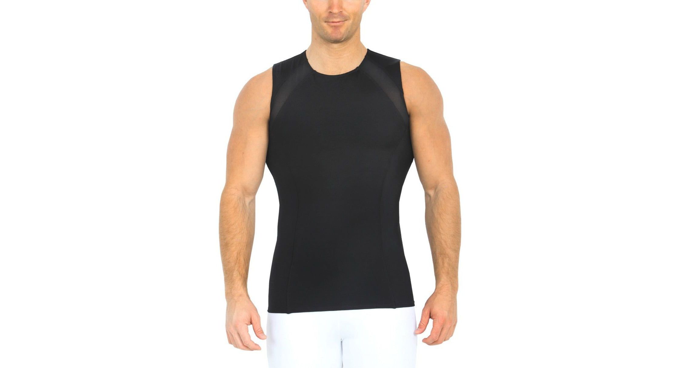 Men Mesh Panel Sleeveless Crewneck