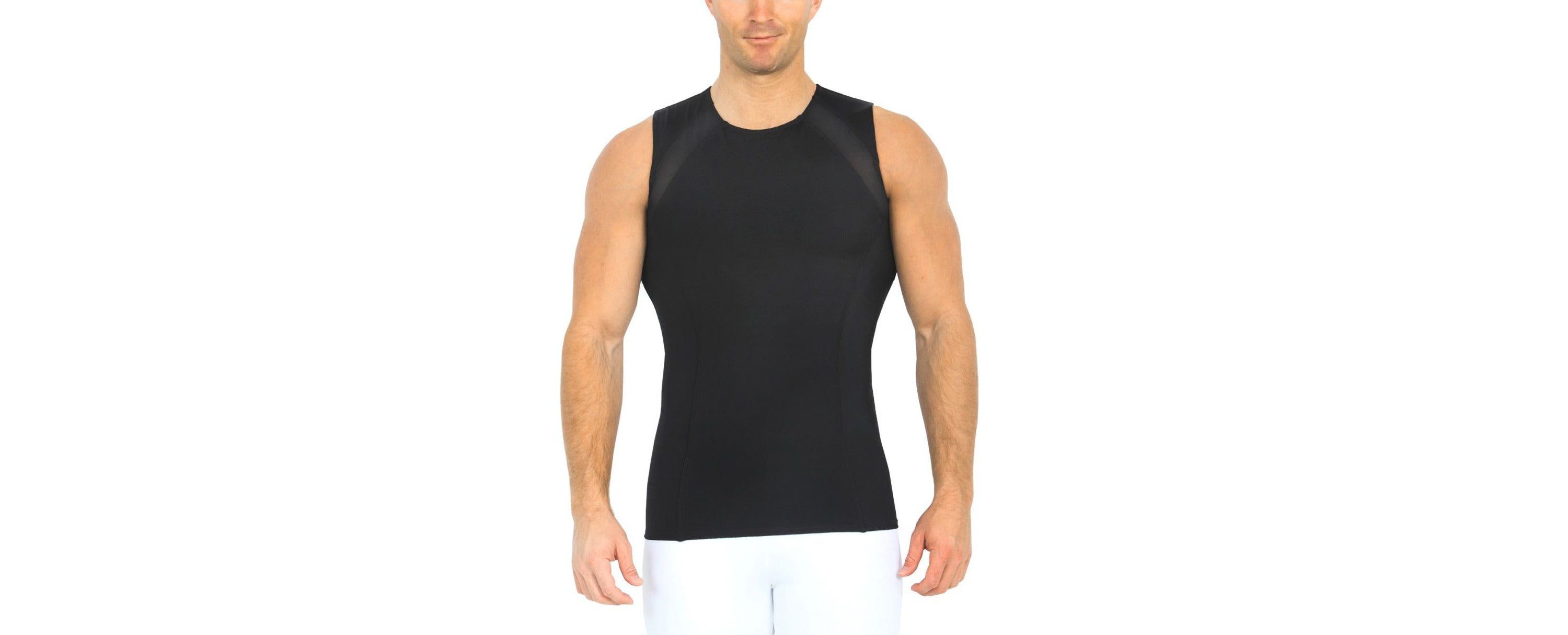 Men Mesh Panel Sleeveless Crewneck