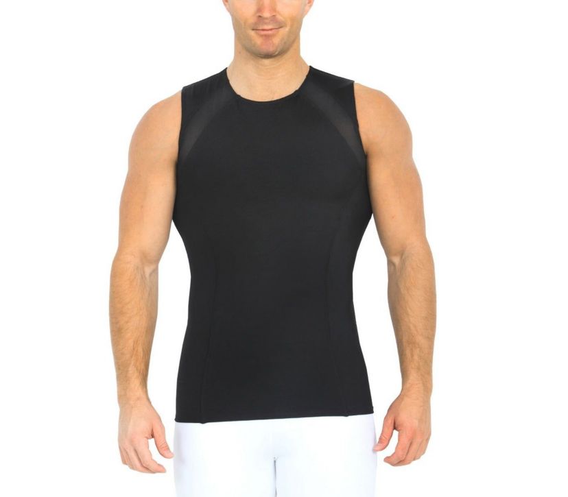 Men Mesh Panel Sleeveless Crewneck