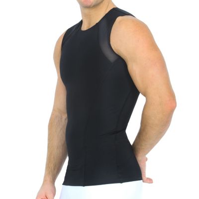 Men Mesh Panel Sleeveless Crewneck