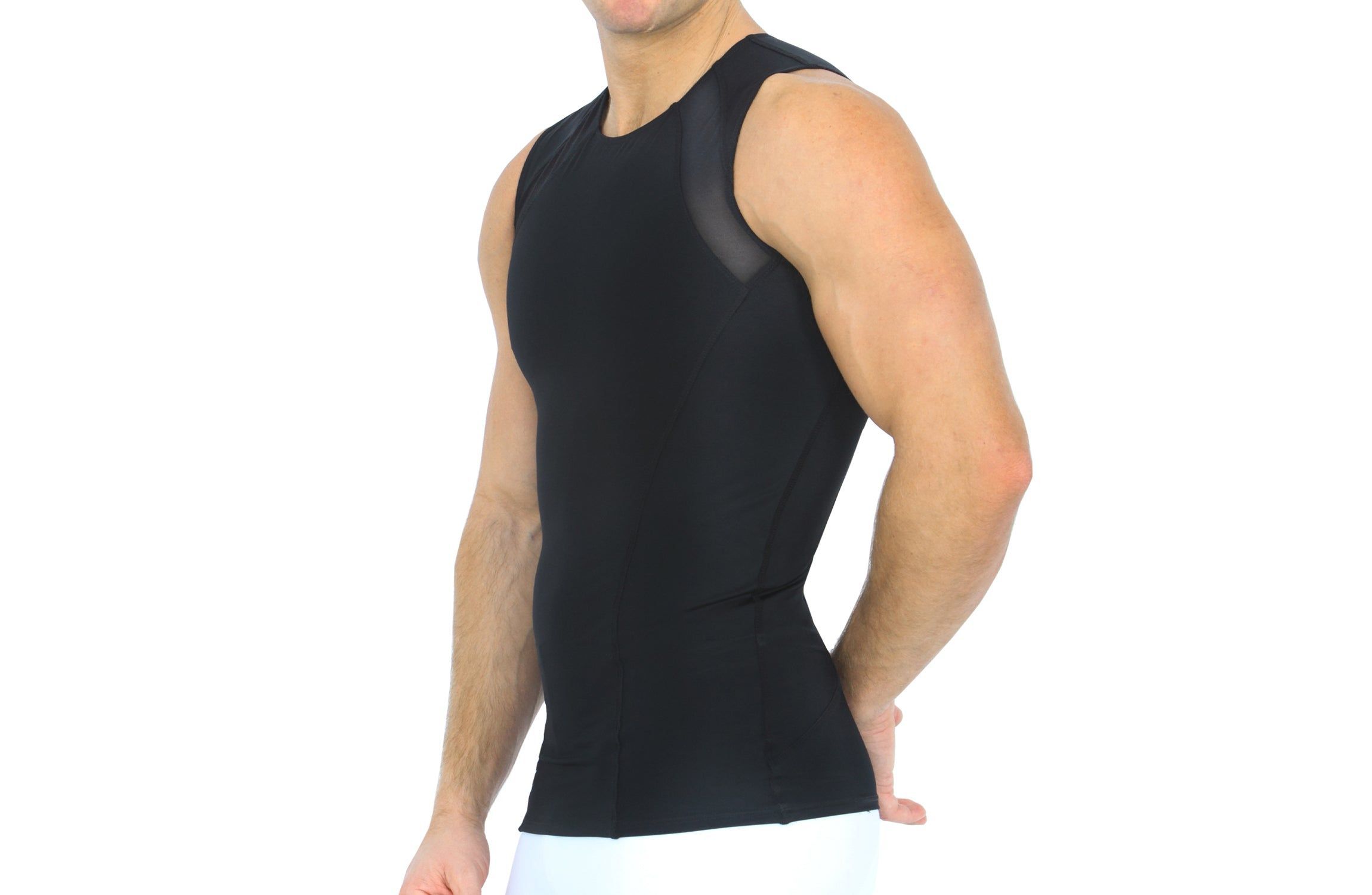Men Mesh Panel Sleeveless Crewneck