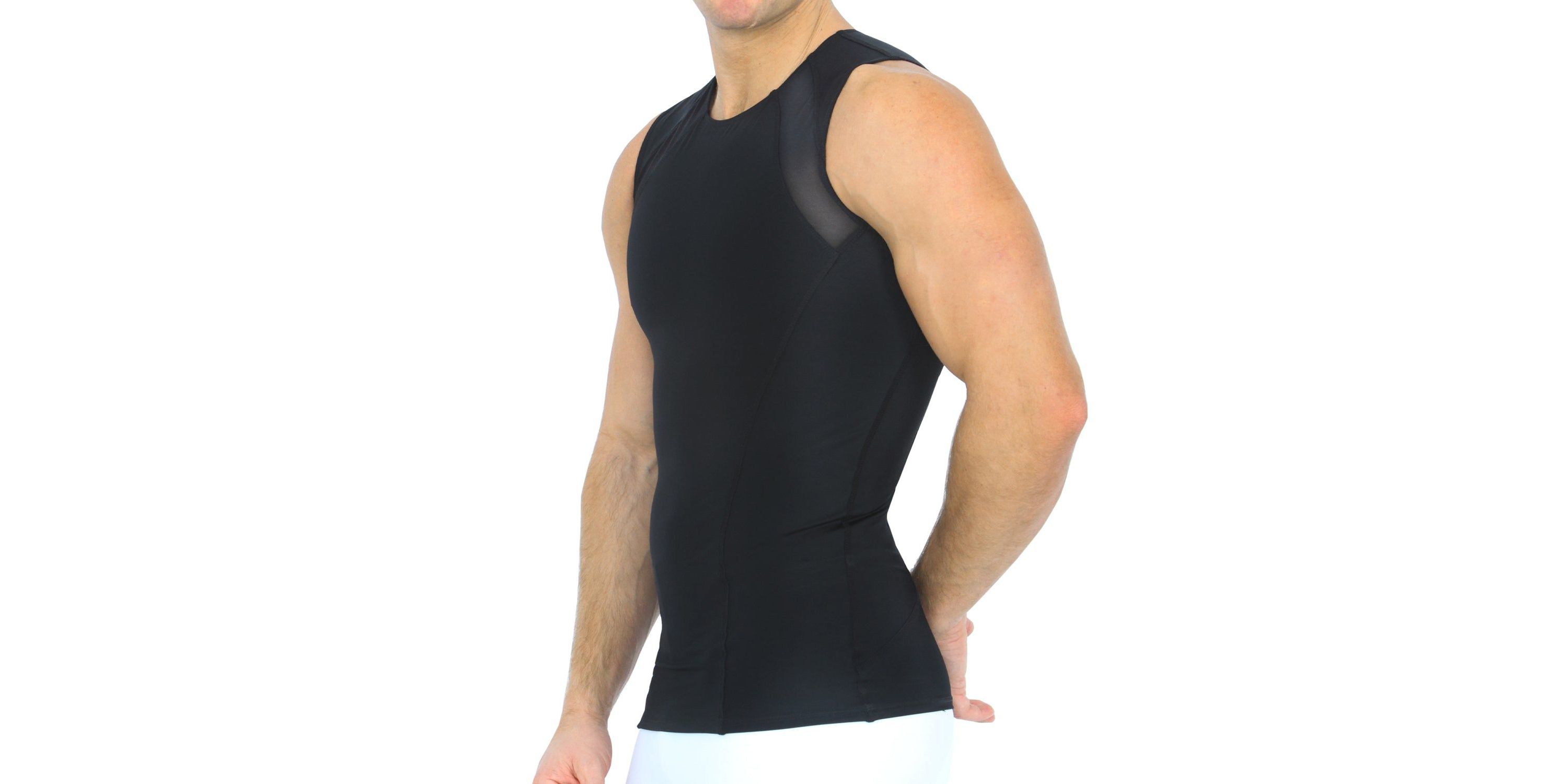Men Mesh Panel Sleeveless Crewneck