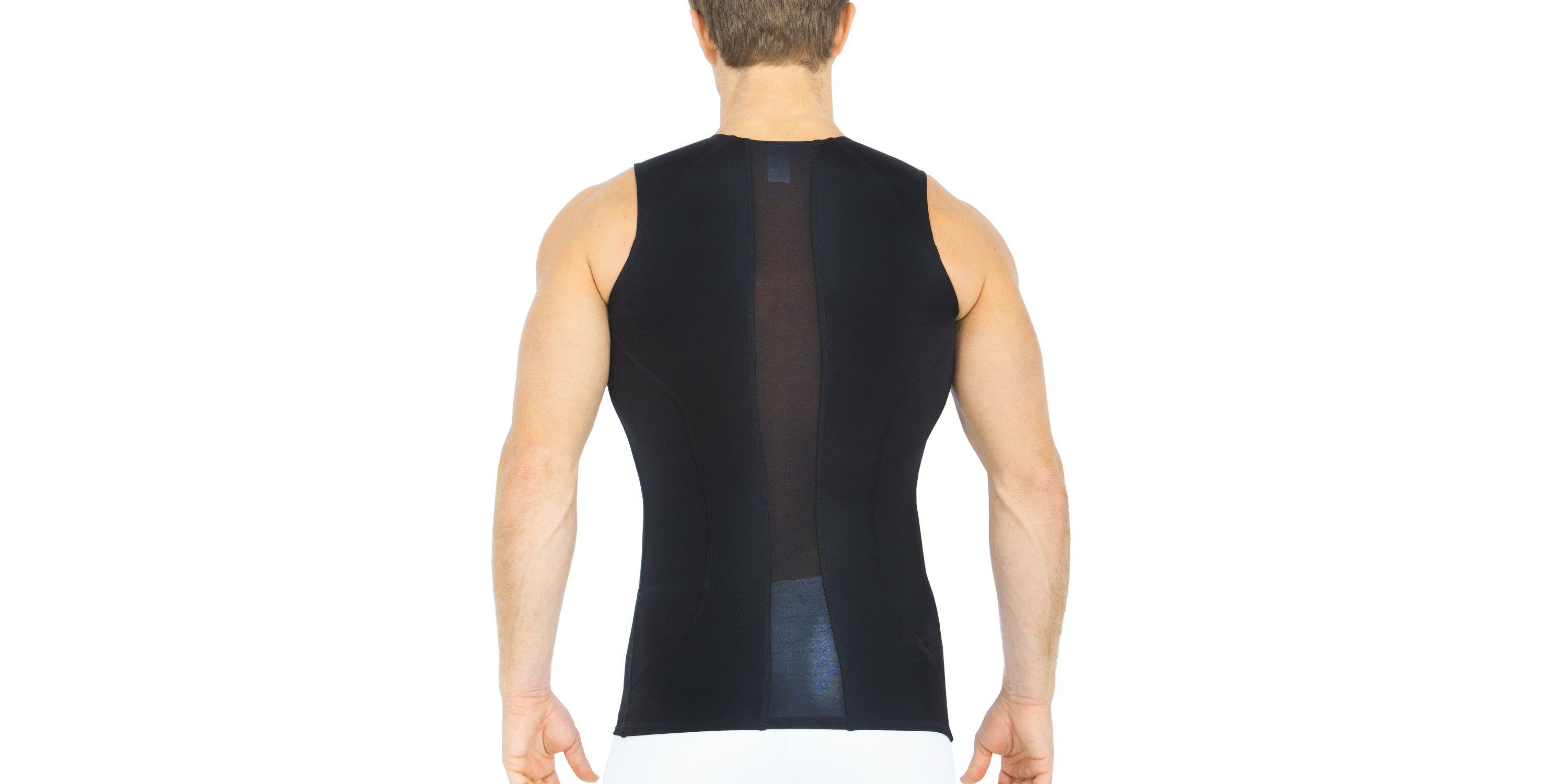 Men Mesh Panel Sleeveless Crewneck