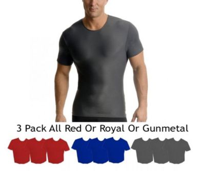 Insta Slim Men's 3-Pack Active Compression Short Sleeve Crewnecks, 3XL