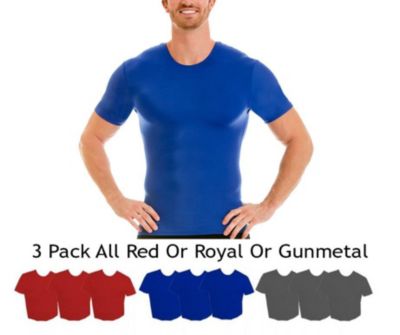 Insta Slim Men's 3-Pack Active Compression Short Sleeve Crewnecks, 3XL