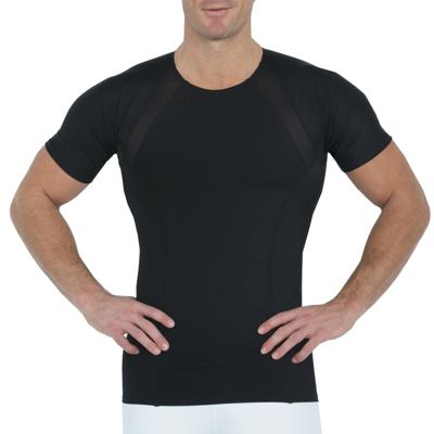 Men Mesh Panel Short Sleeve Crewneck