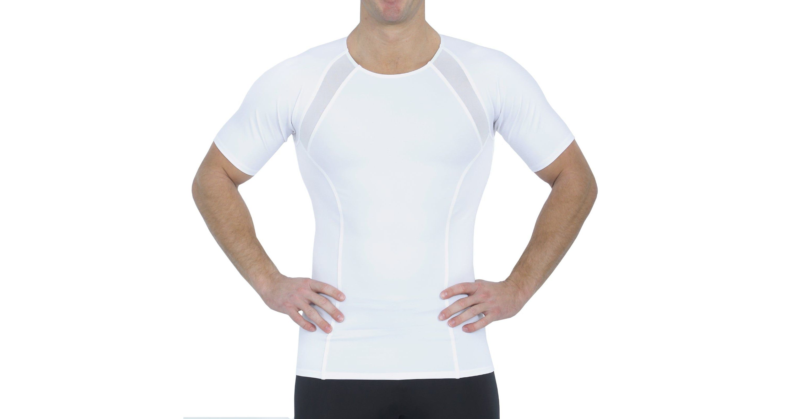 Men Mesh Panel Short Sleeve Crewneck