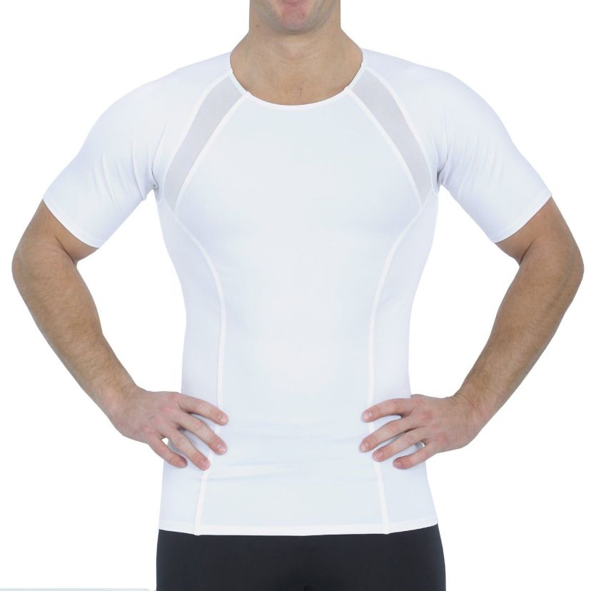 Men Mesh Panel Short Sleeve Crewneck