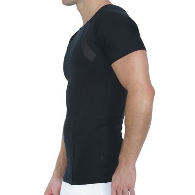 Men Mesh Panel Short Sleeve Crewneck