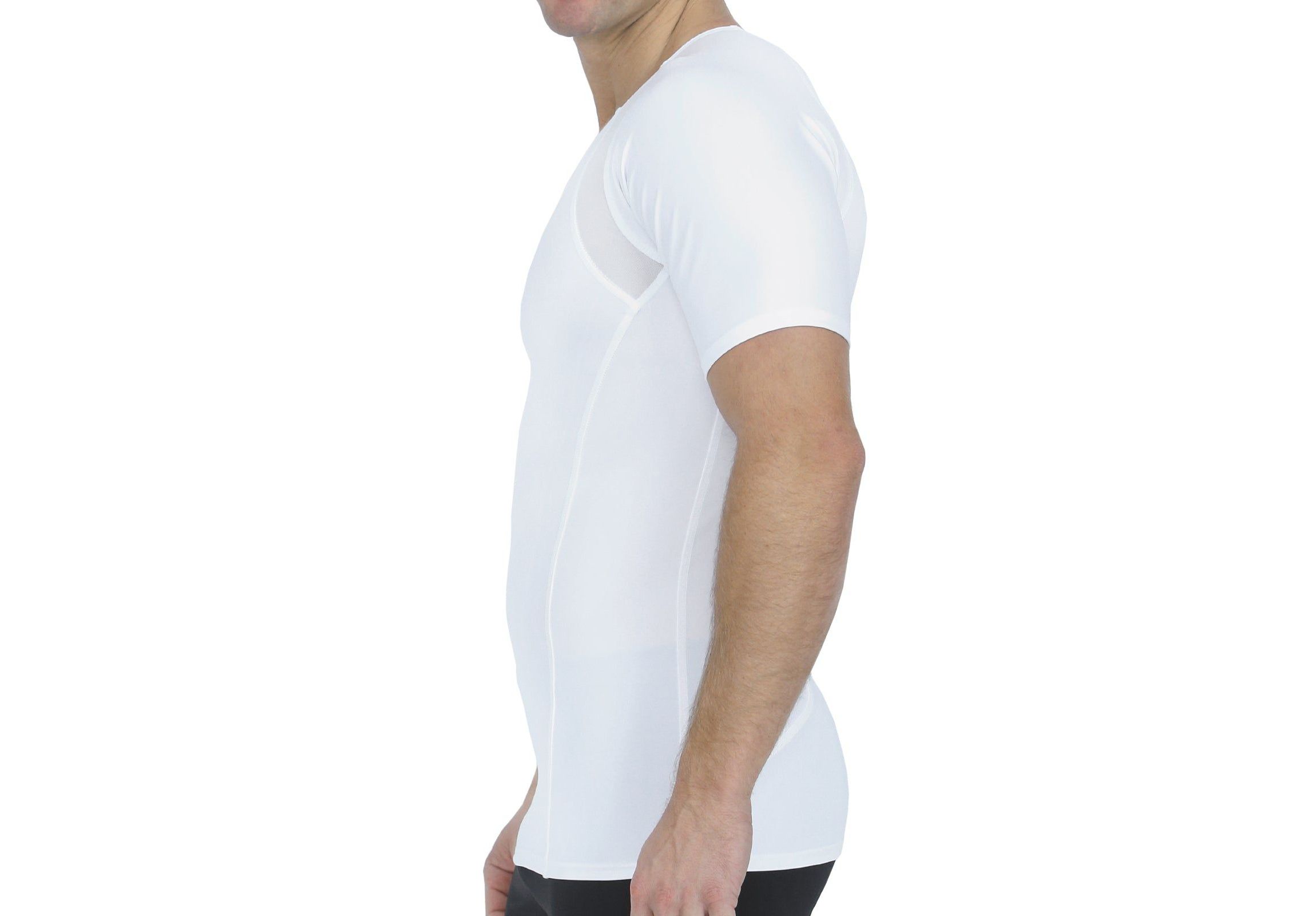 Men Mesh Panel Short Sleeve Crewneck