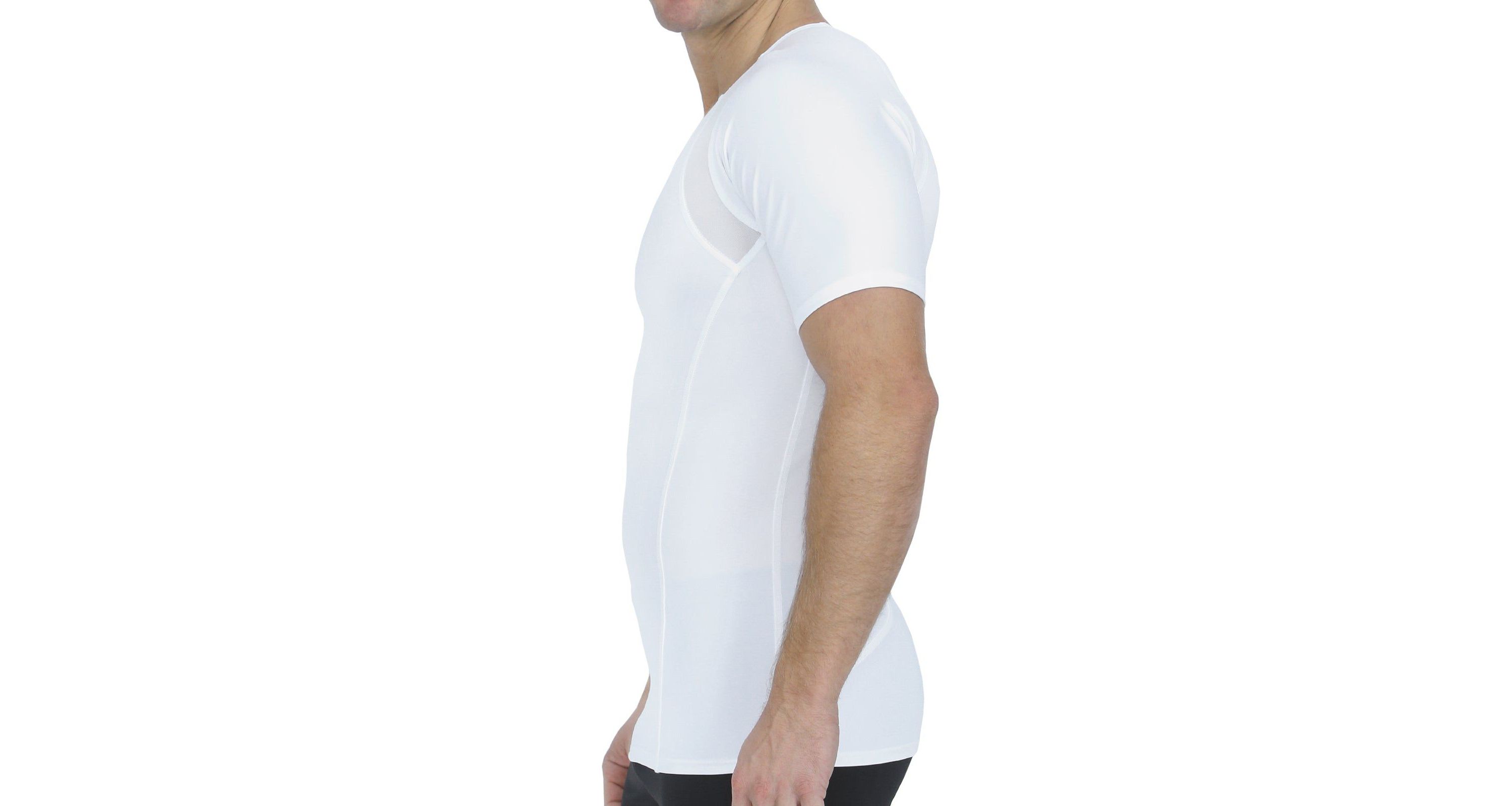 Men Mesh Panel Short Sleeve Crewneck