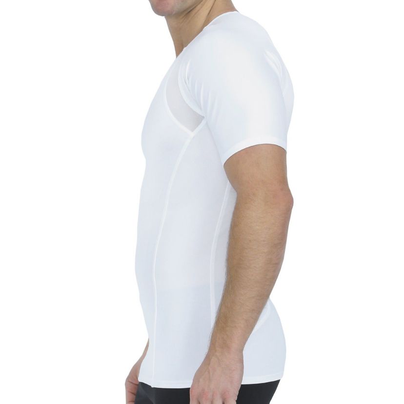 Men Mesh Panel Short Sleeve Crewneck