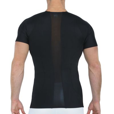 Men Mesh Panel Short Sleeve Crewneck