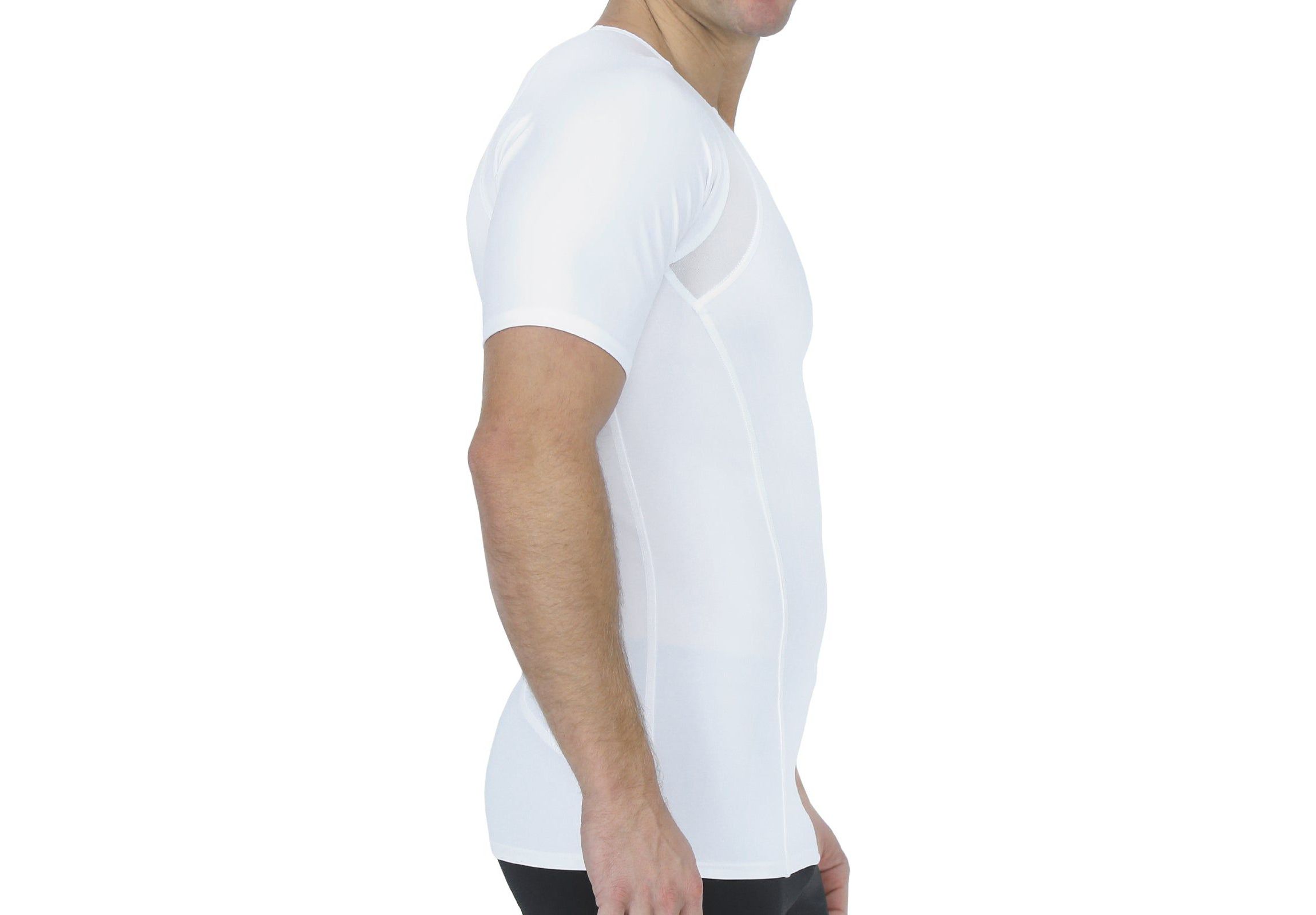 Men Mesh Panel Short Sleeve Crewneck