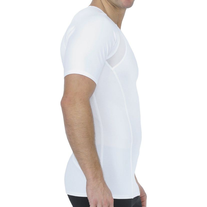Men Mesh Panel Short Sleeve Crewneck