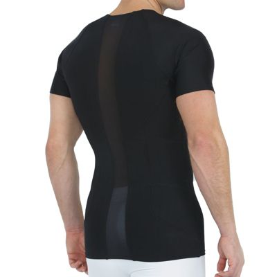 Men Mesh Panel Short Sleeve Crewneck