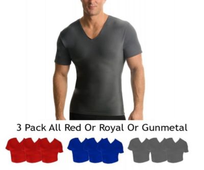 Insta Slim Men's 3-Pack Active Compression Short Sleeve V-Necks, 3XL