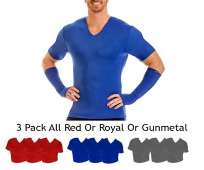 Insta Slim Men's 3-Pack Active Compression Short Sleeve V-Necks, 3XL