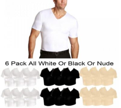 Insta Slim Men's 6-Pack Compression Short Sleeve V-Necks