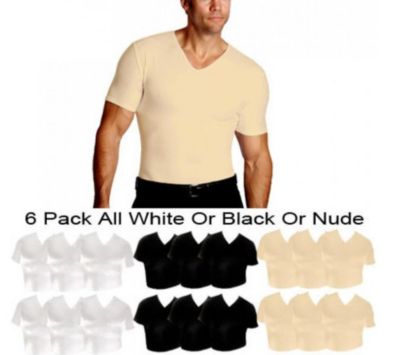 Insta Slim Men's 6-Pack Compression Short Sleeve V-Necks, 3XL