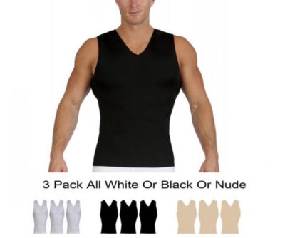 Insta Slim Men's 3-Pack Compression Sleeveless V-Necks, Black, 3XL