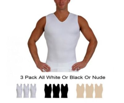 Insta Slim Men's 3-Pack Compression Sleeveless V-Necks, White, 3XL