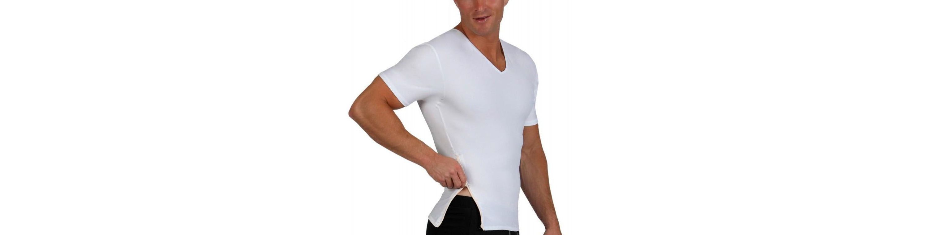 Men Side Zip Short Sleeve V-Neck