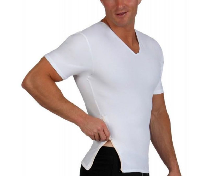 Men Side Zip Short Sleeve V-Neck