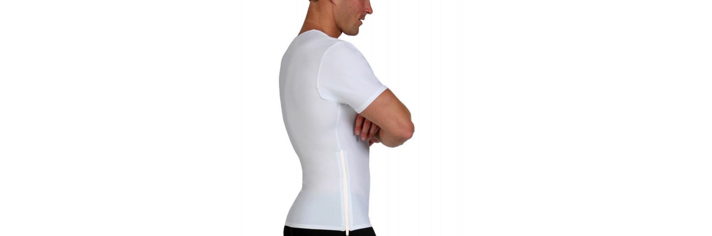 Men Side Zip Short Sleeve V-Neck