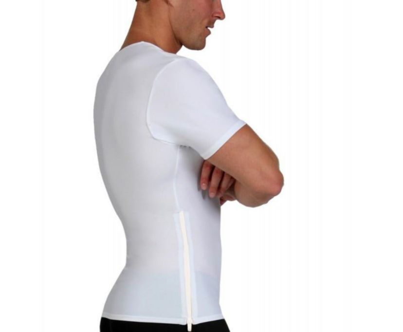 Men Side Zip Short Sleeve V-Neck