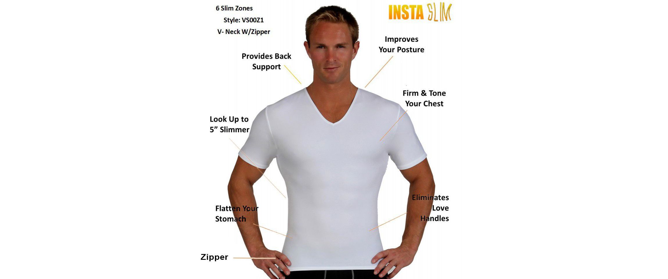 Men Side Zip Short Sleeve V-Neck