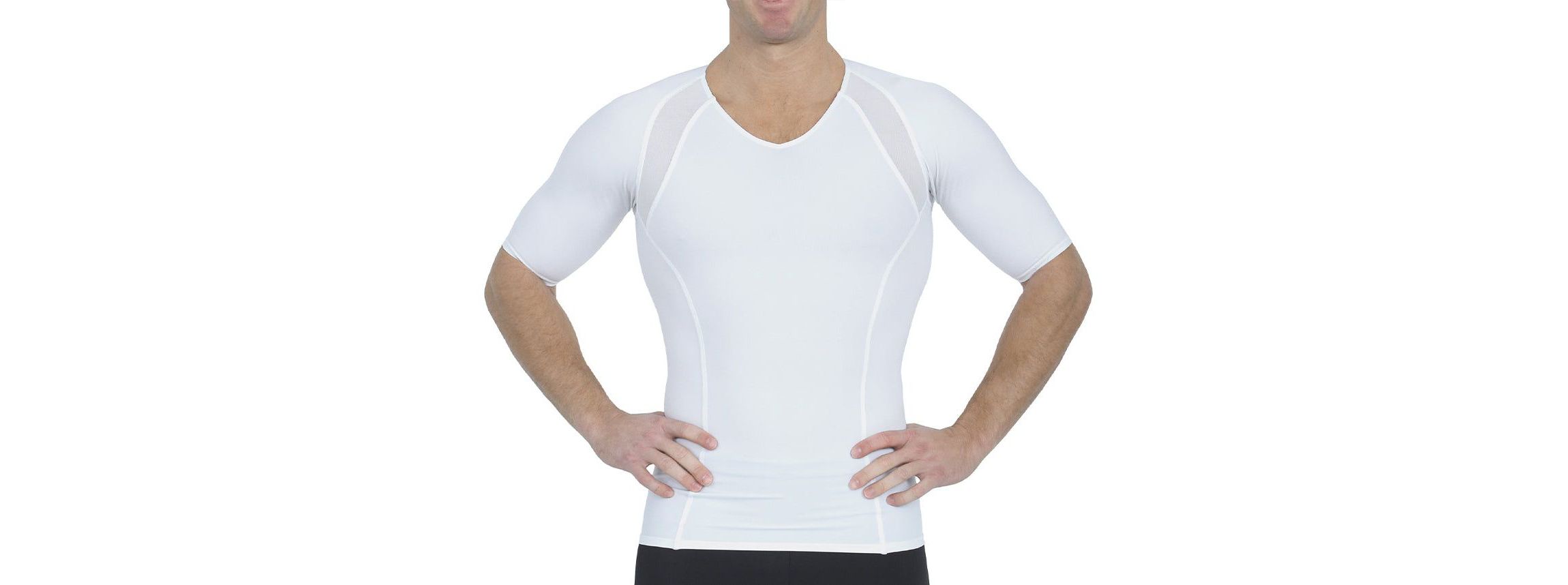 Men Mesh Panel Short Sleeve V-neck