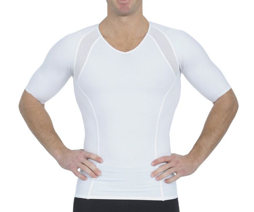 Men Mesh Panel Short Sleeve V-neck
