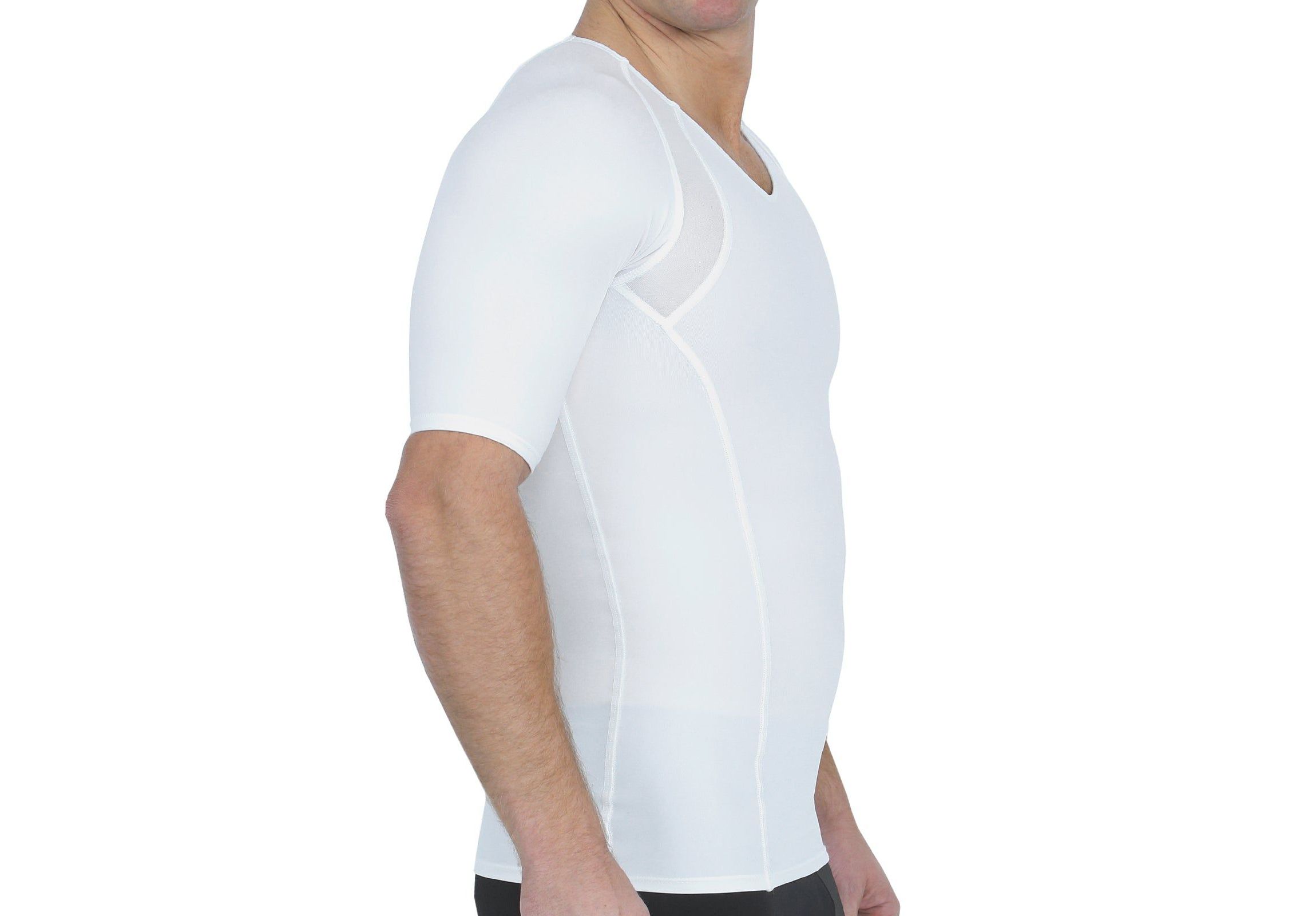 Men Mesh Panel Short Sleeve V-neck