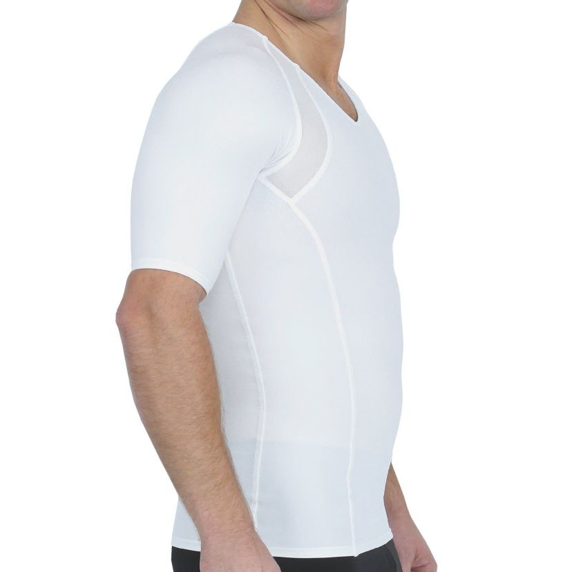 Men Mesh Panel Short Sleeve V-neck