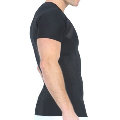 Men Mesh Panel Short Sleeve V-neck