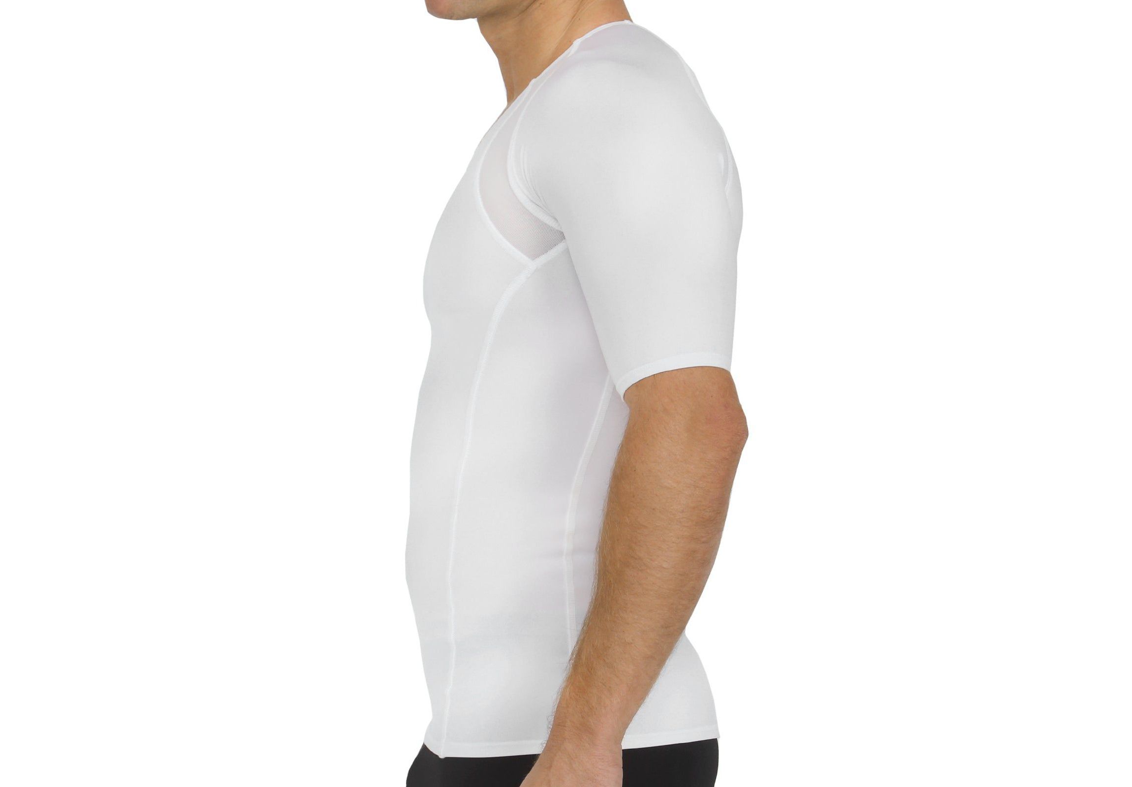 Men Mesh Panel Short Sleeve V-neck