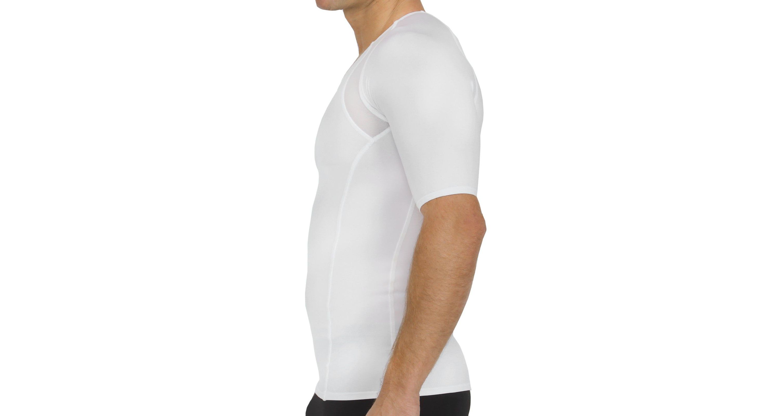 Men Mesh Panel Short Sleeve V-neck