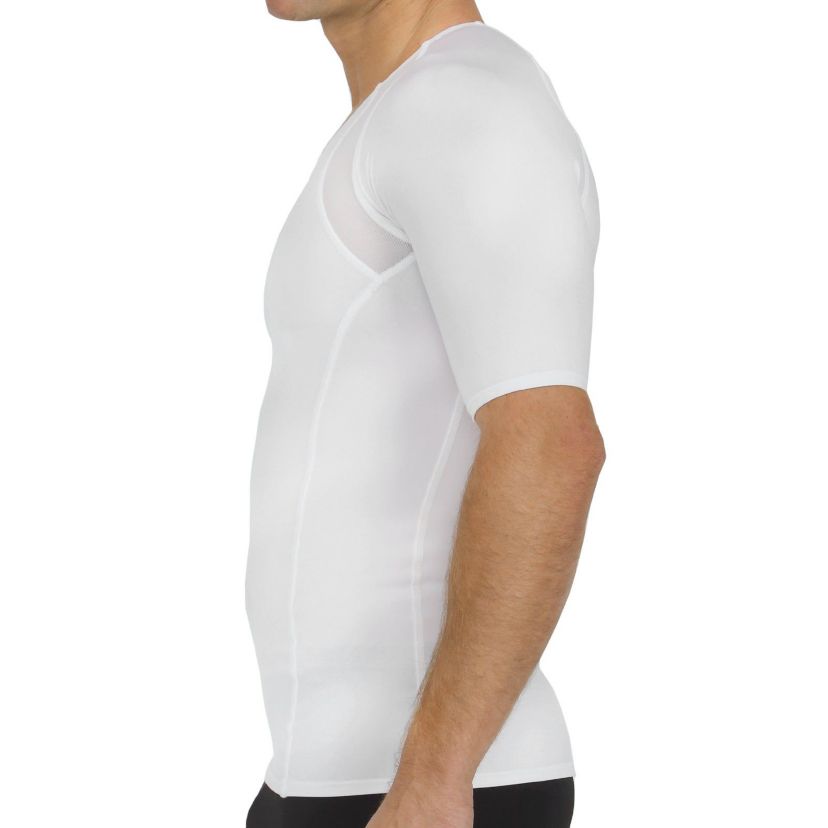 Men Mesh Panel Short Sleeve V-neck