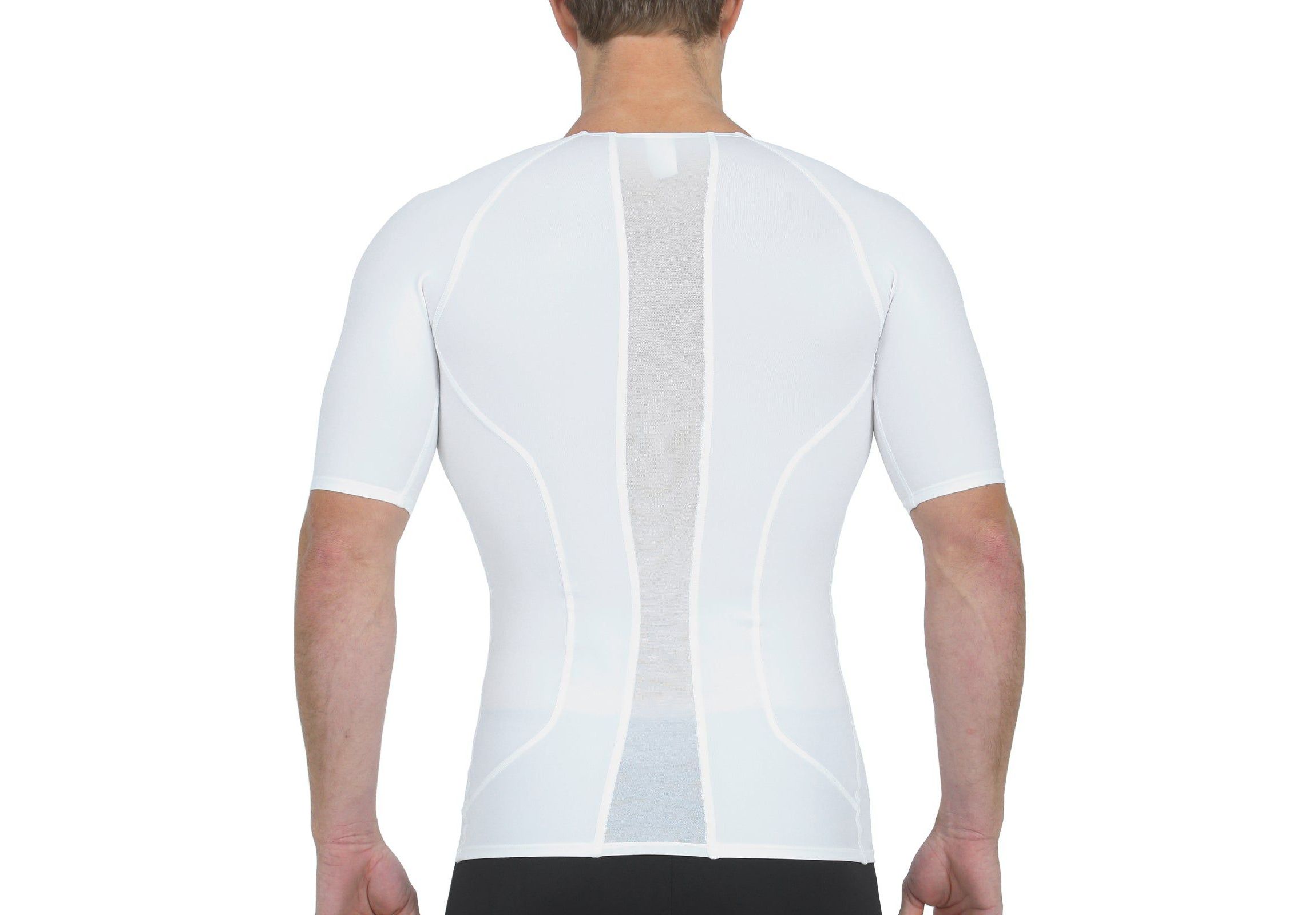 Men Mesh Panel Short Sleeve V-neck