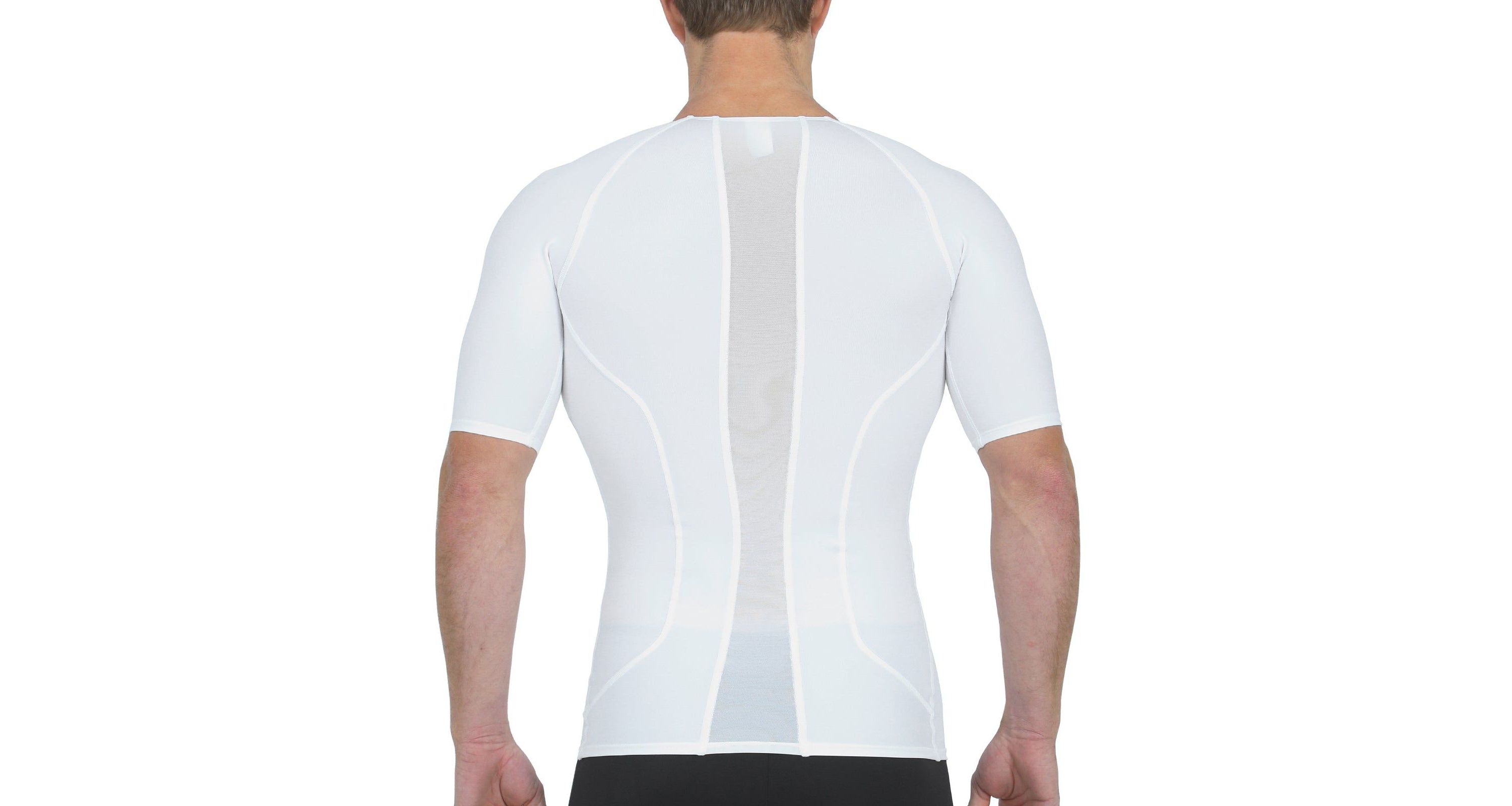 Men Mesh Panel Short Sleeve V-neck