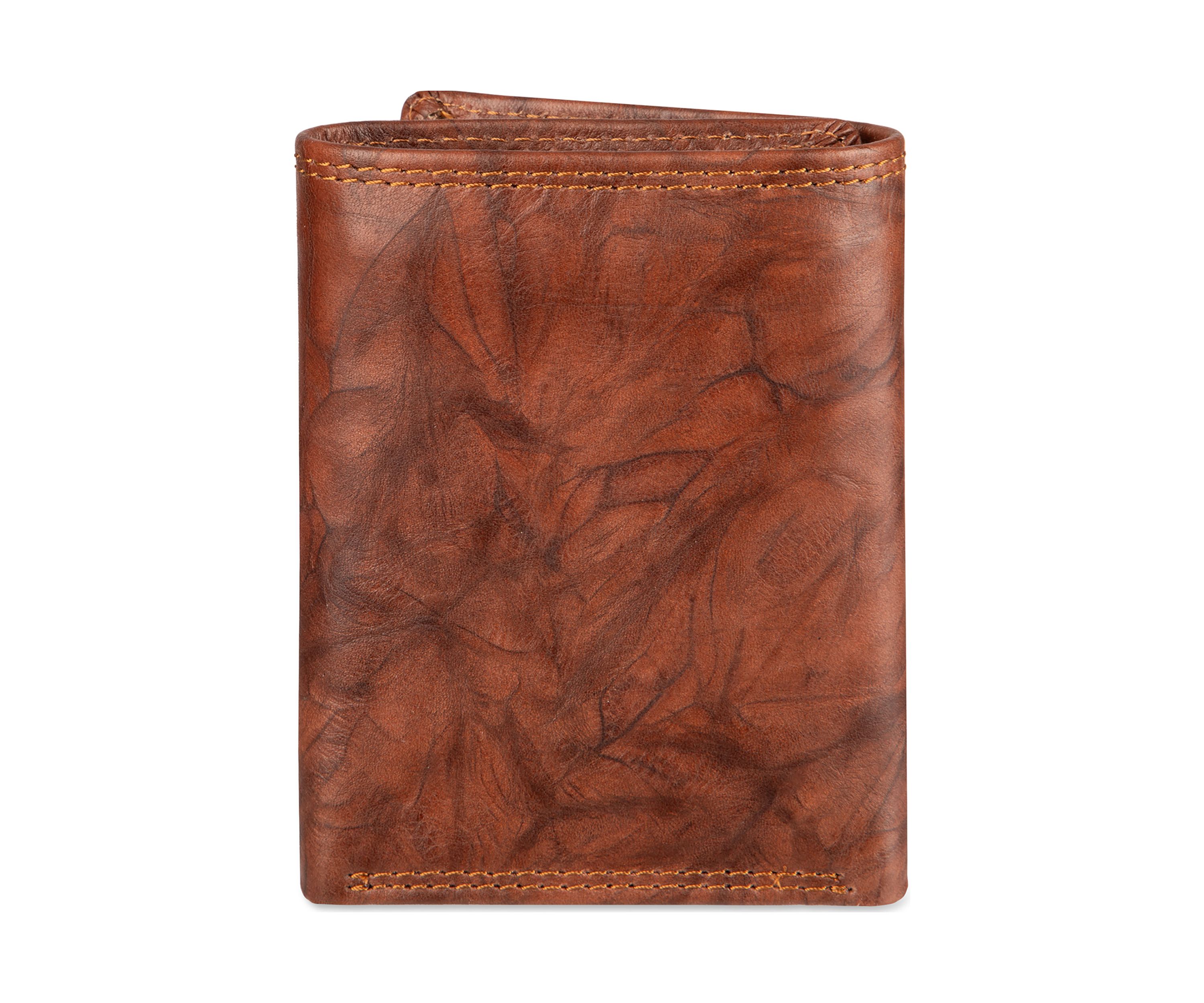 Crunch Leather Trifold Wallet with Enamel Flag