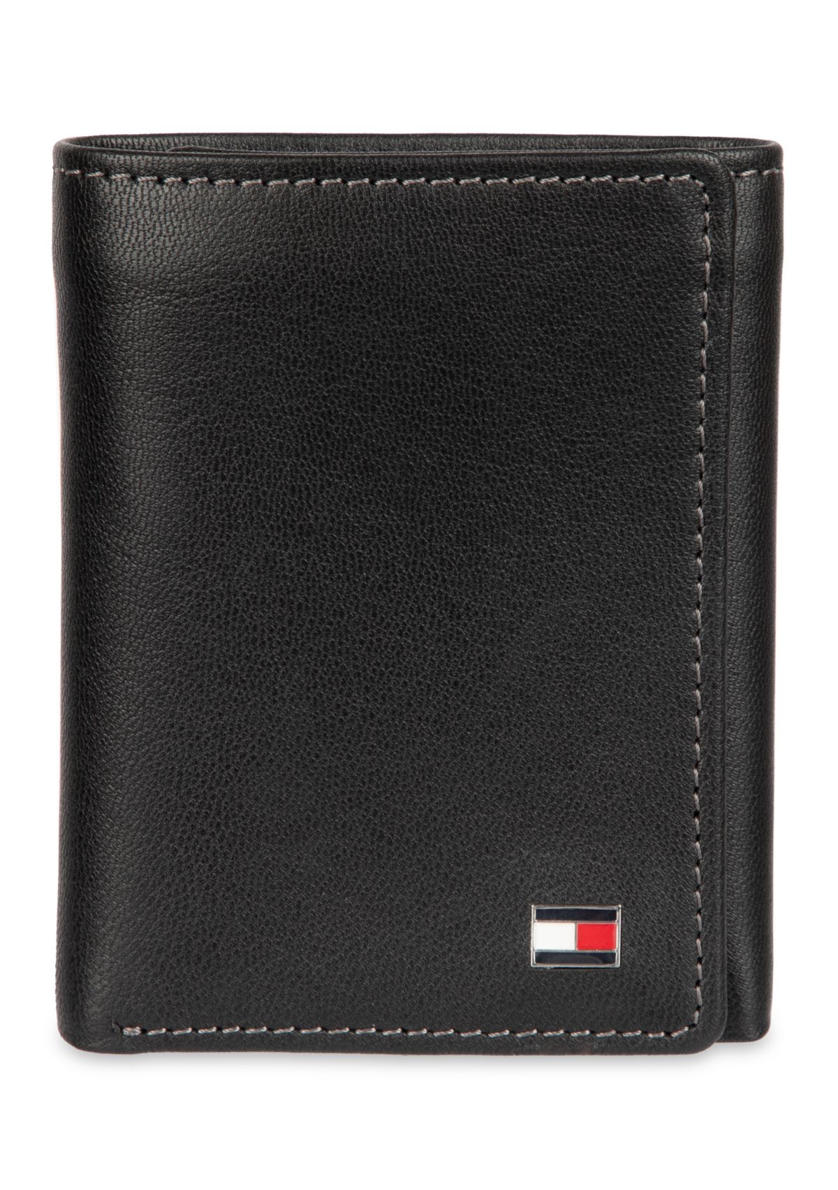 Leather Trifold Wallet with Interior Zipper