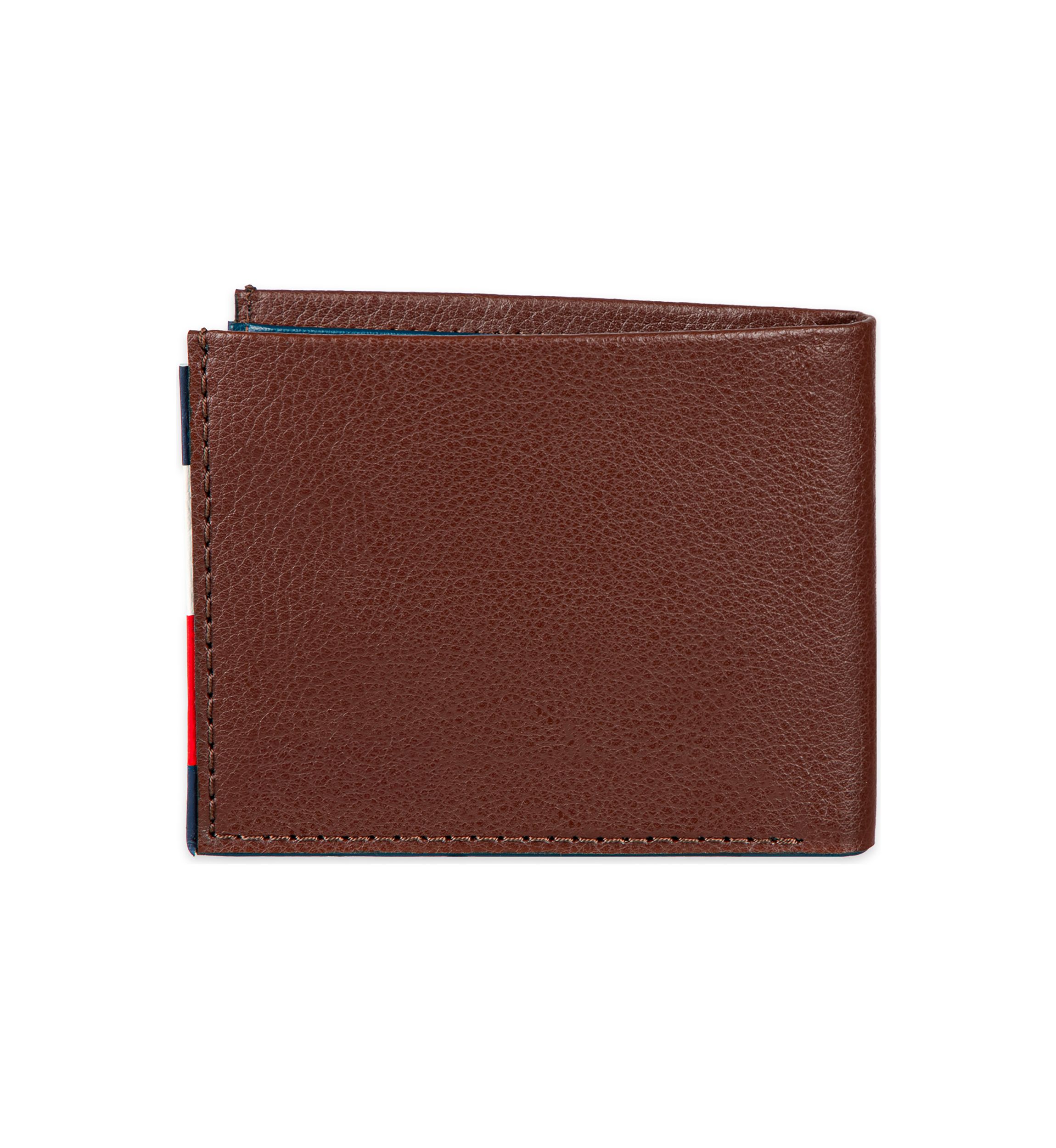 Smooth Leather Passcase Wallet with Logo Ornament